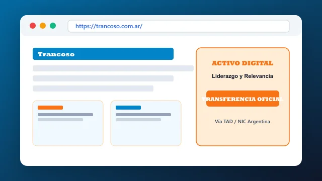 Vista del activo digital estratégico trancoso.com.ar y transferencia formal